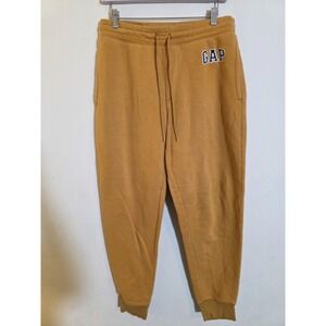 Gap Womens Size Medium Yellow Lounge Embroidered Spellout Joggers Sweatpants